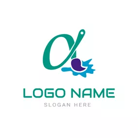 Decorate Logo Paintbrush and Alpha Symbol logo design