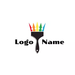ロゴを描く Paintbrush and Colorful Paint logo design