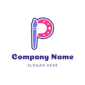 P Logo Paintbrush and Palette logo design