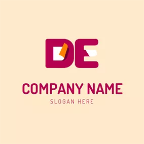 エッジロゴ Paper Folding Regular Letter D E logo design
