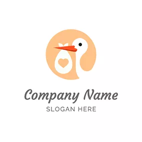 鹳鸟logo Parcel Circle Stork logo design