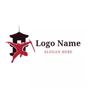 狮子Logo Pavilion and Ninja Icon logo design