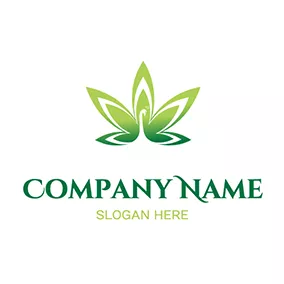 Can Logo Peacock Shape Cannabis Leaf Weed logo design