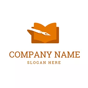文学 Logo Pen Open Page and Publisher logo design