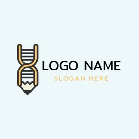 Chromosome Logo Pencil and Dna Structure logo design