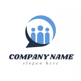 Connected Logo People and Dialog Box logo design