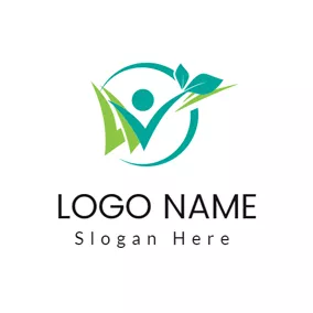 Logótipo Circular People and Green Sprout logo design