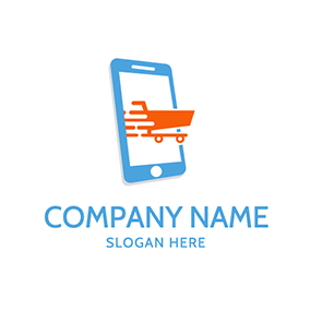 Einkaufen Logo Phone Trolley Online Shopping logo design