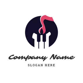 鋼琴logo Piano Keyboard and Candle logo design