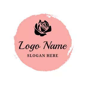 ブライダルロゴ Pink and Black Flower logo design