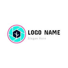 Filming Logo Pink and Blue Camera Lens logo design