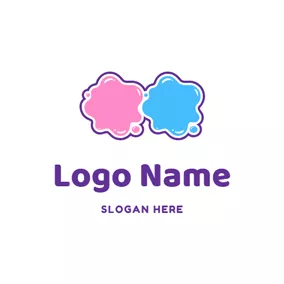 史萊姆 Logo Pink and Blue Slime logo design