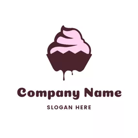 パン屋のロゴ Pink and Brown Cream Cake logo design