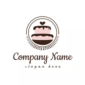 甜點 Logo Pink and Chocolate Cake logo design