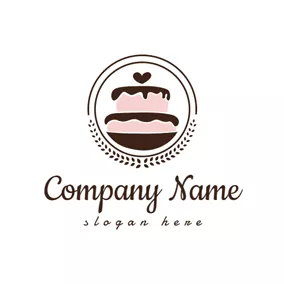 ベーカリーのロゴ Pink and Chocolate Cake logo design