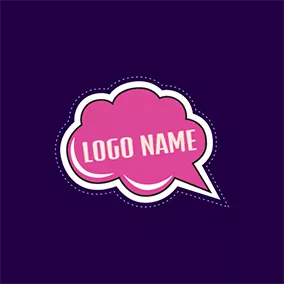 Logotipo De Nube Pink and White Cartoon Dialog Box logo design