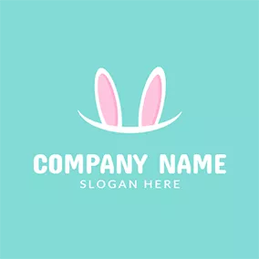 兔子Logo Pink and White Cartoon Rabbit logo design