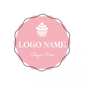 デザート　ロゴ Pink and White Ice Cream logo design
