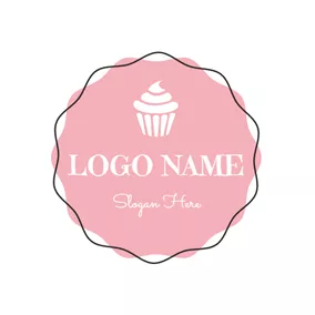 パン屋のロゴ Pink and White Ice Cream logo design