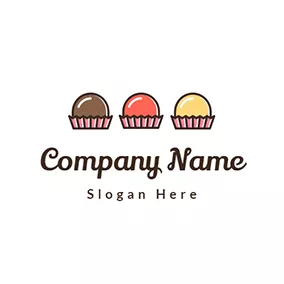 糖果Logo Pink and Yellow Cupcake logo design