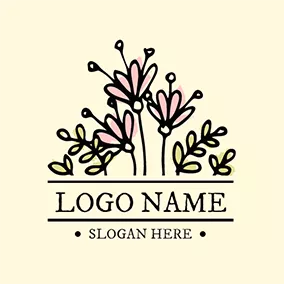 名前のロゴ Pink and Yellow Flower logo design