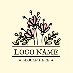 Pink Logo Pink and Yellow Flower logo design