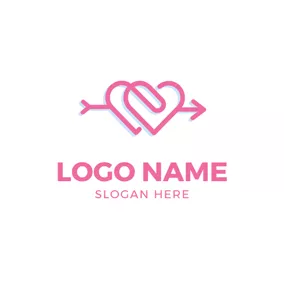 Logótipo De Casal Pink Arrow and Heart logo design