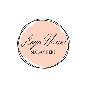 Name Logo Pink Background and Brown Circle logo design