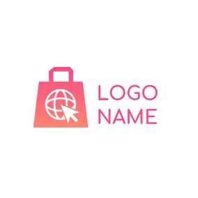 世界 Logo Pink Bag and Ecommerce logo design