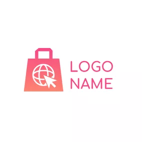 ECommerce Logo Pink Bag and Ecommerce logo design