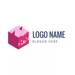 Cube Logo Pink Box and Cat logo design