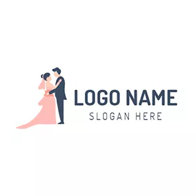 Engagement Logo Pink Bride and Black Bridegroom logo design