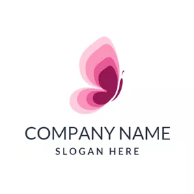 Pink Logo Pink Butterfly and Fashion Brand logo design
