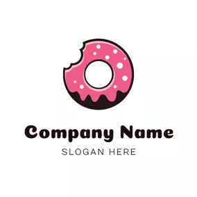 かみつくロゴ Pink Chocolate Doughnut logo design