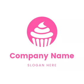 Cake Logo Pink Circle and Abstract Cake logo design