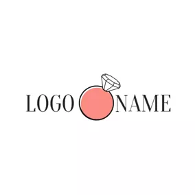 Verlobung Logo Pink Circle and Black Diamond Ring logo design