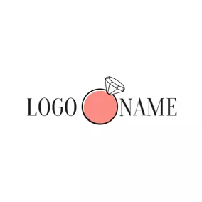 Diamond Logo Pink Circle and Black Diamond Ring logo design