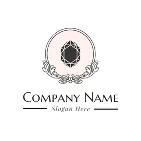 Luxury Logo Pink Circle and Black Diamond logo design