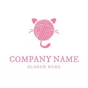 Logotipo De Gato Pink Circle and Cat logo design