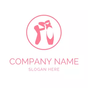 ダンサーのロゴ Pink Circle and Toe Shoes logo design