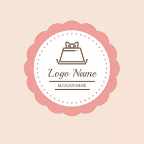 糖果Logo Pink Circle and White Cake logo design
