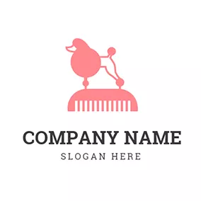 Beautiful Logo Pink Comb and Abstract Dog logo design