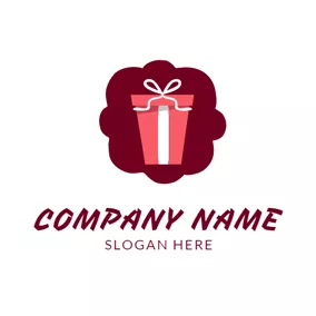 Badge Logo Pink Gift Box and Birthday logo design