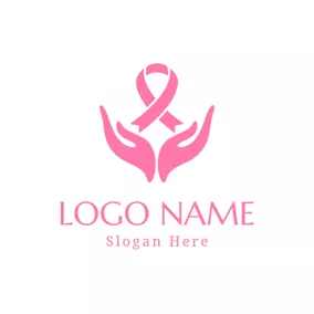 リボン　ロゴ Pink Hands and Ribbon logo design