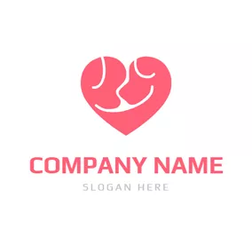 Couple Logo Pink Heart and Dog logo design