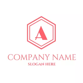 Pink Logo Pink Hexagon and Letter A logo design