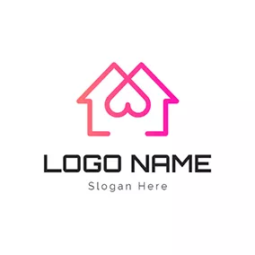 Apartment Logo Pink House With Heart logo design