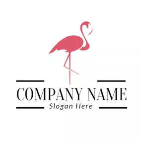 Pink Logo Pink Outlined Flamingo logo design