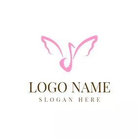 Wings Logo Pink Silk Ribbon logo design
