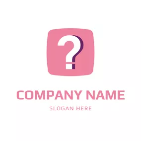 問號 Logo Pink Square and Question Mark logo design